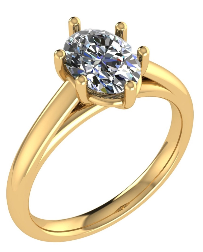 Solitärring med oval diamant med katedral